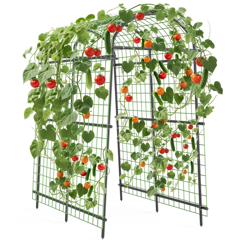 GarveeLife Trellis Garden, Metal Trellis Arch, Roses, Metal Garden Arch, Adjustable Width (90-115 cm), Weatherproof Garden Arch for Climbing Plants, Vegetables, Fruits, Flowers, 115 x 183 x 230 cm