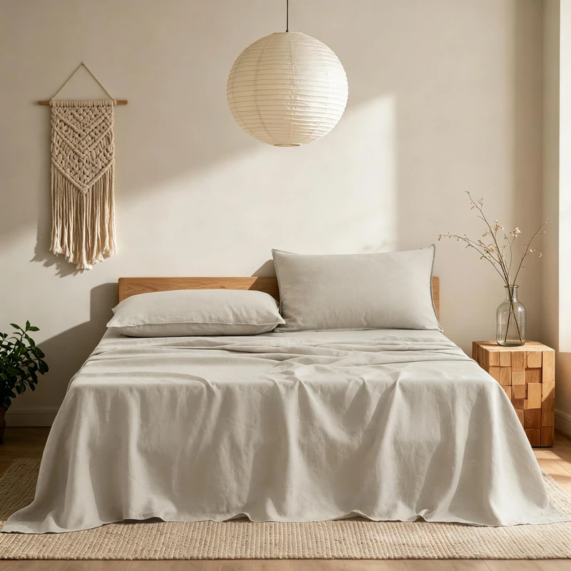 CHUFFED 100% French Pure Linen Sheets Set California King Size 4-Piece, Oeko-Tex Certified Stone Washed All-Season Bedding for Hot Sleepers, Ultra Soft & Breathable with 16" Deep Pocket -Linen