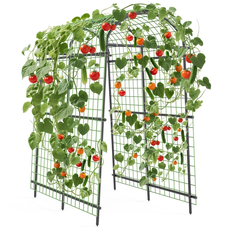 GarveeHome Trellis Garden, Garden Arch for Trellis, Metal Trellis Arch Roses, 115 x 183 x 230 cm, Adjustable Width 90-115 cm, Weatherproof Garden Arch for Vegetables, Fruits, Flowers