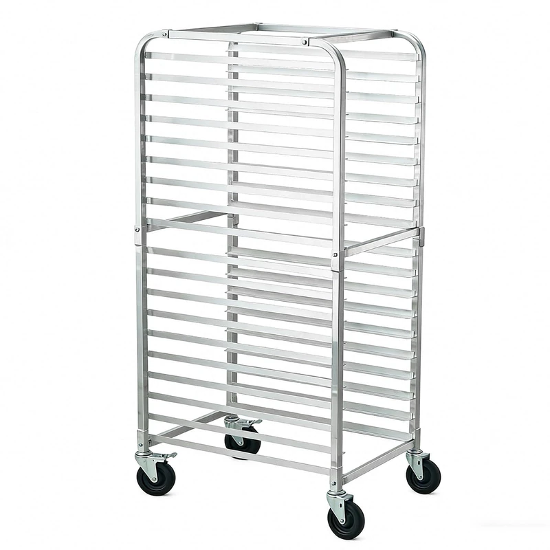 Garvee Aluminium Bakery Tray Cart 20 Levels with Lockable Swivel Wheels – Mobile Shelf for Oven Trays, Professional and Home Use, 51 x 66 x 178 cm