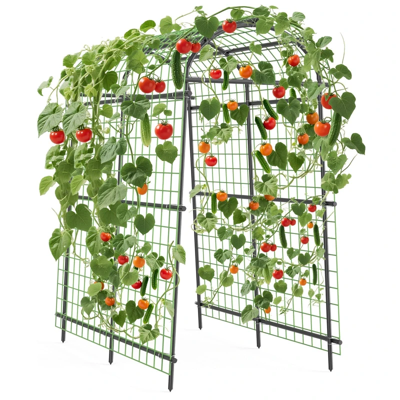 GarveeHome Trellis Garden, Garden Arch for Trellis, Metal Trellis Arch Roses, 115 x 183 x 230 cm, Adjustable Width 90-115 cm, Weatherproof Garden Arch for Vegetables, Fruits, Flowers