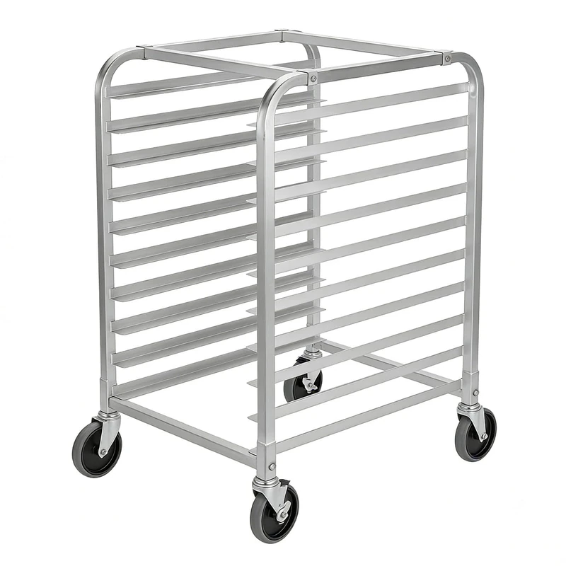 Garvee Aluminium Bakery Tray Cart 10 Levels with Lockable Swivel Wheels – Mobile Shelf for Oven Trays, Professional and Home Use, 51 x 66 x 99 cm