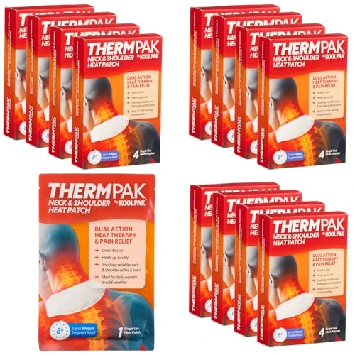 ThermPak Neck & Shoulder Heat Patches 144 Pack (36 Boxes) – Air Activated Adhesive Heat Patch – Up to 8 Hours Targeted Warmth – Direct to Skin Heat Pads for Neck & Shoulder Aches Bulk Pack