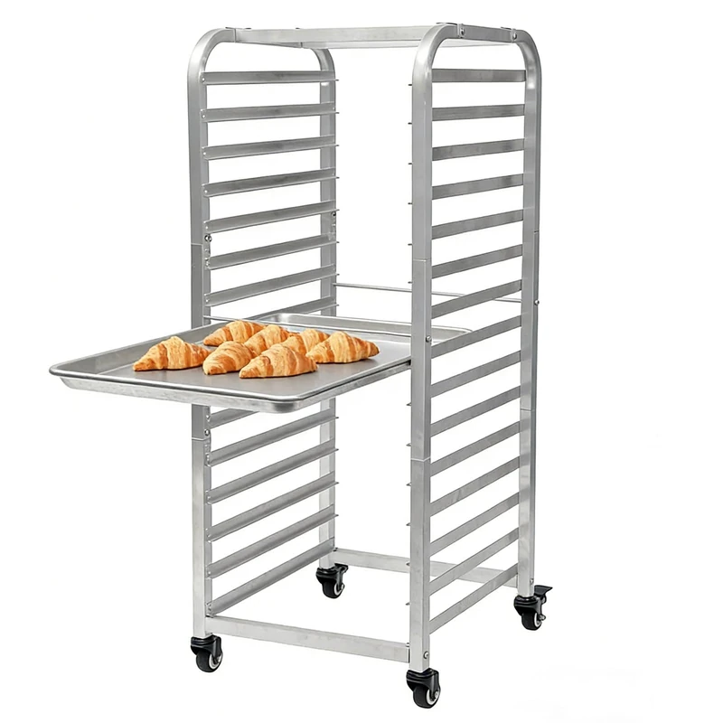 Garvee 15 Tier Aluminium Bakery Tray Cart with Lockable Swivel Wheels – Mobile Shelf for Oven Trays, Professional and Home Use, 38 x 43 x 102 cm