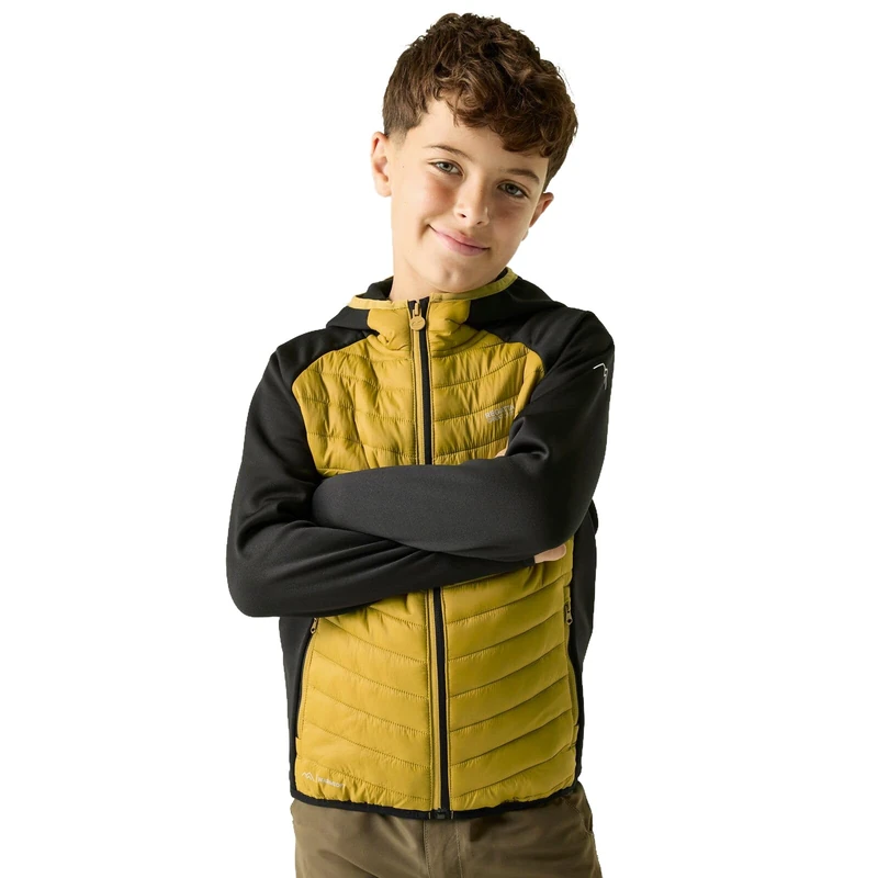 Regatta Unisex Kids Junior Andreson Hybrid Quilted Jacket Water Repellent Coat 8-9 Yrs Black/Wood Brown - Image 1