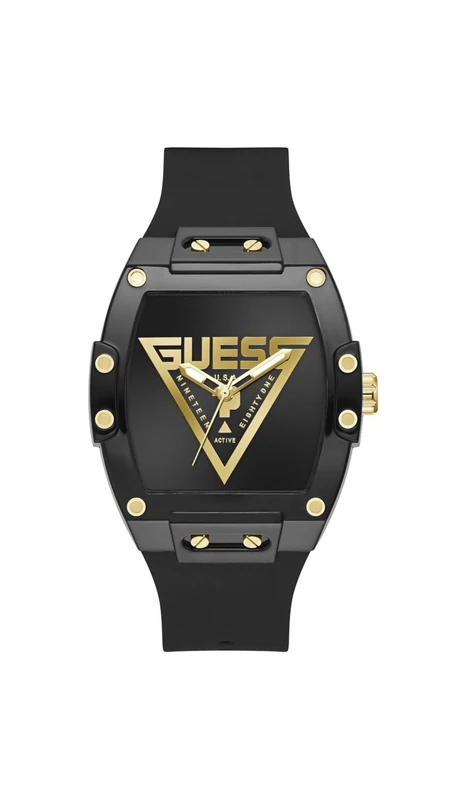 Guess Mens Watch GW1072G2 Phoenix Quantum 44mm Black Stainless Steel Quartz Mineral Glass 5ATM Silicone Strap