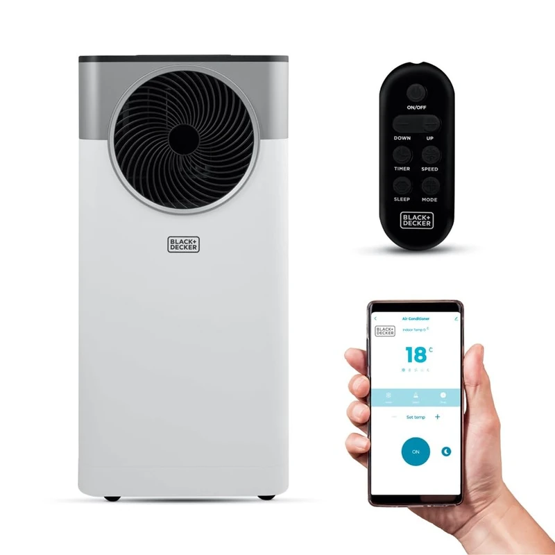 BLACK+DECKER 5,000 BTU Smart Air Conditioner, 3-in-1 Functionality, Dehumidifier & Fan, Portable Design, Power Memory Function, White, BXAC40032GB - Image 1