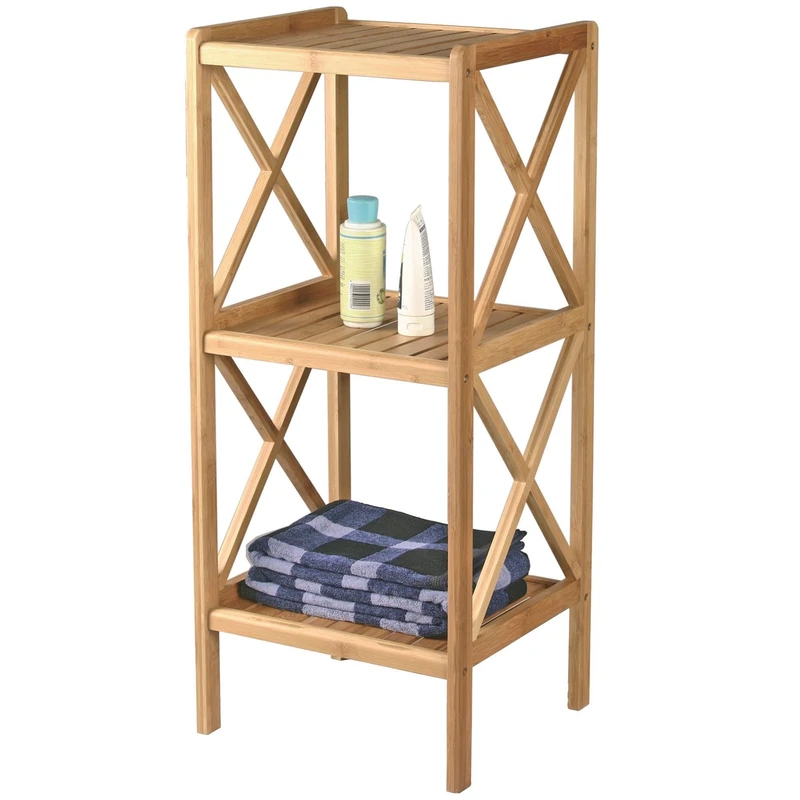 Well Home Colonial Bamboo Shelf 3 Tier Organization 36.x33x85cm - Image 1