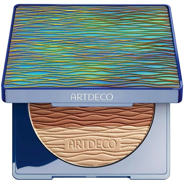 ARTDECO All Seasons Bronzing Powder - Tri-Colour Bronzer for Naturally Tanned Complexion - Limited Ocean Wave Design with Long Lasting Finish - 13.5 g