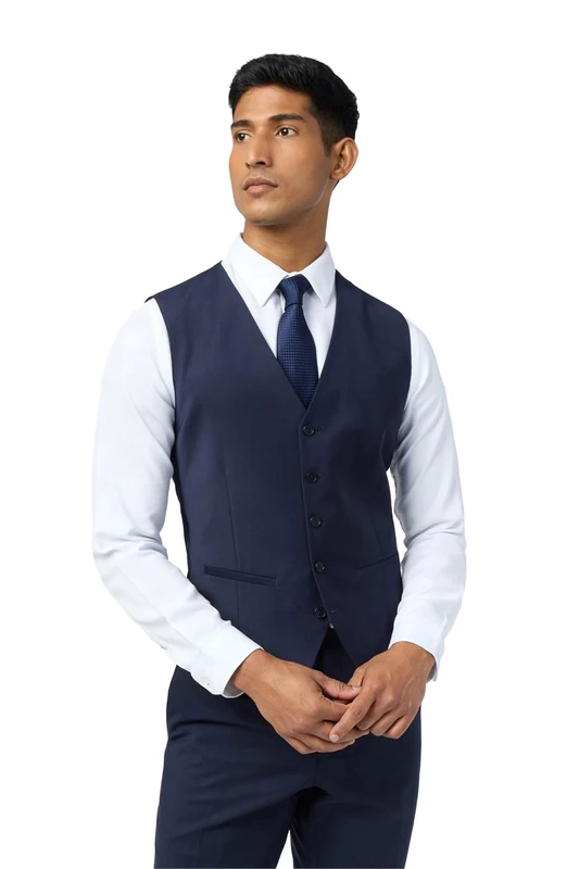 Ted Baker Premium Navy Panama Slim Fit Suit Waistcoat for Men in Navy