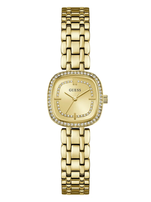 Guess Hazel GW1018L2 Women's Quartz Analogue Stainless Steel Watch 25 mm Silicone Strap Gold 5 Bar Champagne Dial