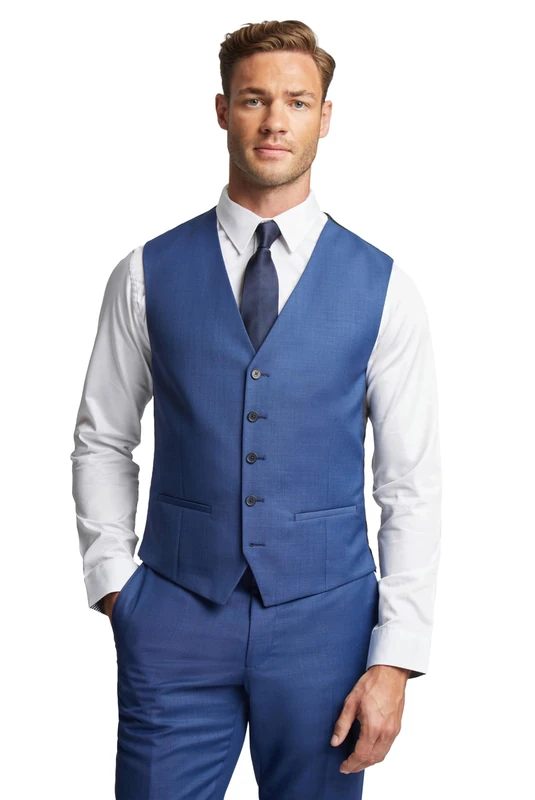 Ted Baker Forbe Sharkskin Waistcoat in Cobalt Blue