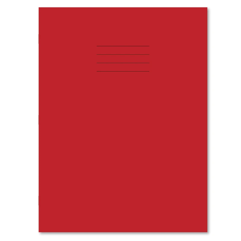 Hamelin Red A4+ Exercise Books 50 Pack, 48 Page Books, 12mm Ruled with Margin School Notebooks
