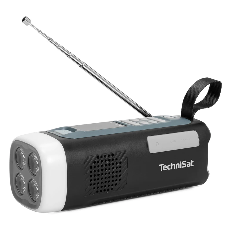 TechniSat VIOLA Crank Radio – Emergency radio with solar and crank, 4500 mAh battery, FM, Bluetooth, speaker, LED torch, SOS alarm, power bank function, with USB, blackout, emergency equipment