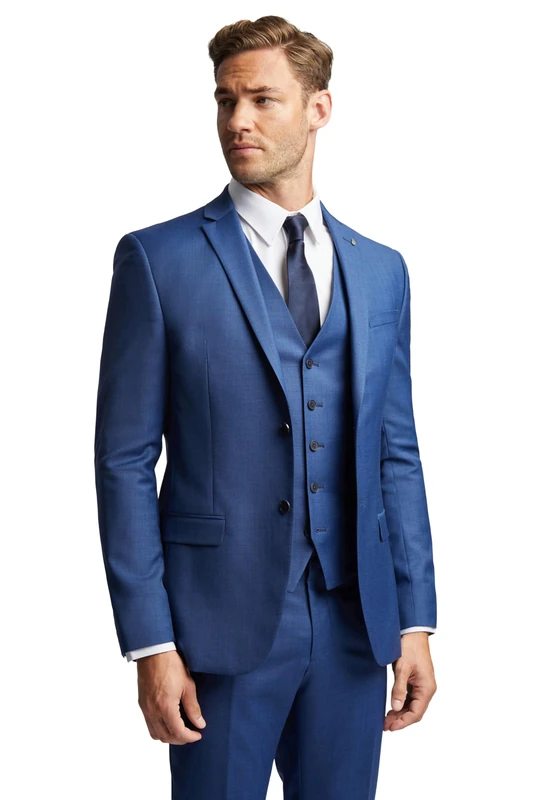 Ted Baker Forbe Sharkskin Slim Fit Suit Jacket in Cobalt Blue