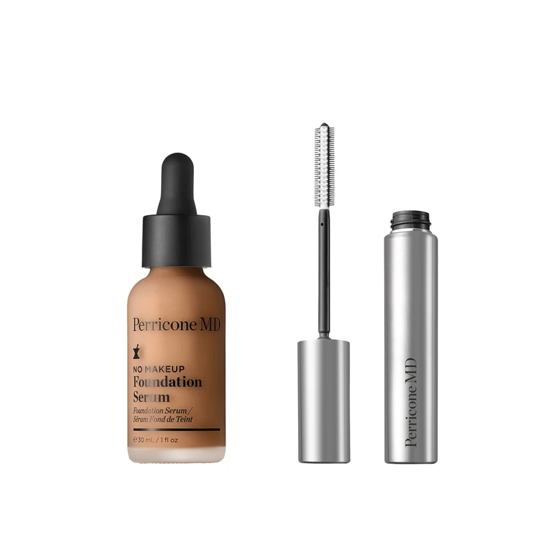 Perricone MD No Makeup Foundation Serum Golden + Mascara Bundle | Lightweight Summer Makeup Duo | Buildable Coverage & Lifted Lashes | Skin-Nourishing Formulas - Image 1