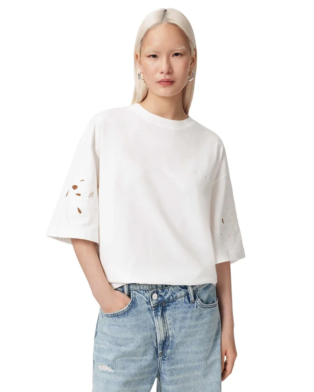 All Saints Women's LOLA Amelie TEE Jersey, Optic White, XS