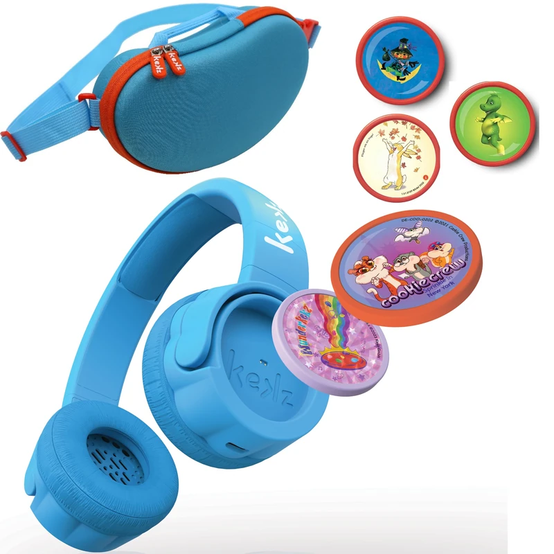 Kekz Premium Blue Starter Set Including Cookie Bean Blue, Cookie Crew Radio Play, Wunderkekz + 3 Extra Audio Chips (Headphones for Children, Travel Headphones for on the Go & Home, Travel)