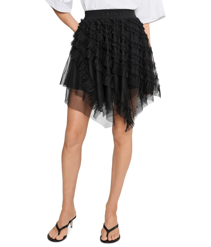 All Saints Women's Jayde Tulle Skirt Skirt, Black, UK 16/US 12