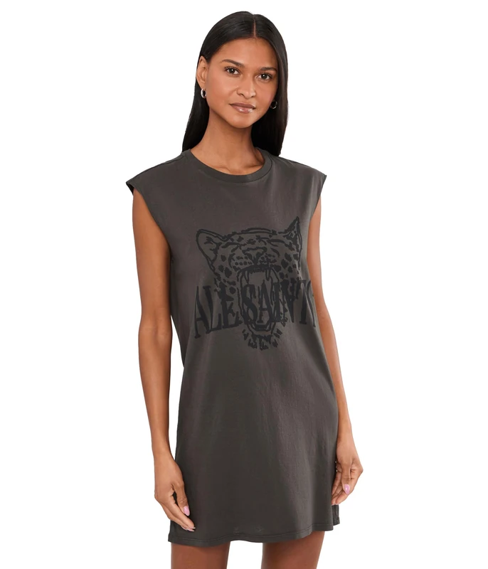 All Saints Women's Wild Brooke Dress Dress, Washed Grey, L