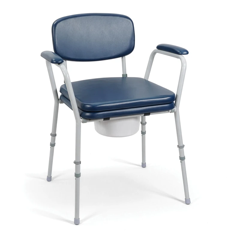 Aidapt Bedside Comfort Commode with Padded Seat & Backrest, Easy‑Clean Vinyl, Adjustable Height, Non‑Slip Feet, Removable Bucket, 127kg Limit – Toilet Chair for Elderly