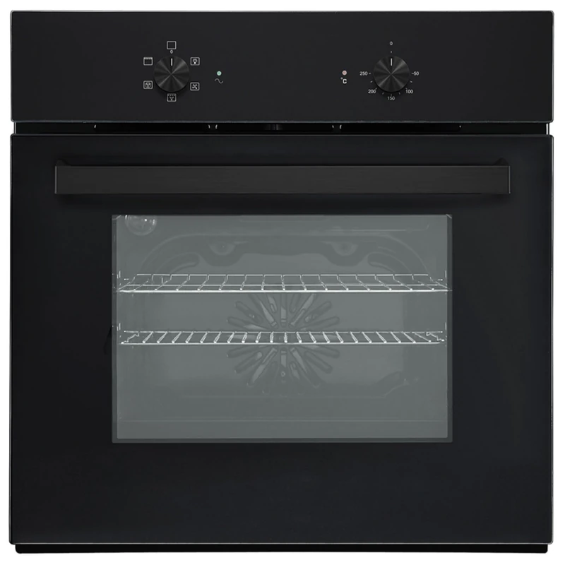 Teknix 55L, 60cm Wide, Single Electric Built-in Fan Oven and Grill in Black, 5 Oven Functions, BITK263ESB