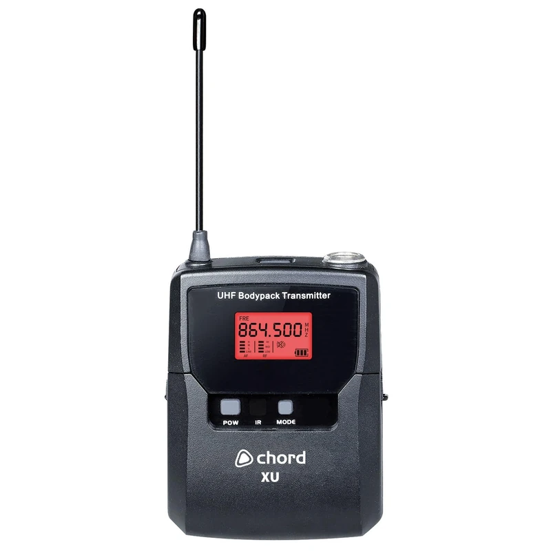 Chord | Replacement Bodypack Transmitter for XU Series UHF Wireless Microphone Systems – IR Sync, Mini XLR Input, 823–832/863–865 MHz