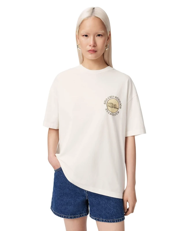 All Saints Women's Sun City ETTA TEE Jersey, EGRET White, L