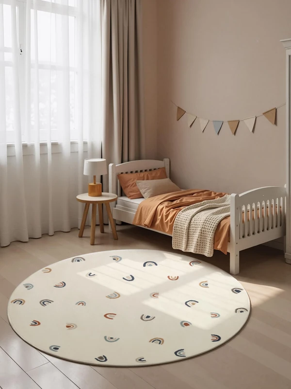Hanse Home Adventures Children's Rug, Round Ravi - Children's Room Rug Rainbow, Mini Motifs, Arch, Play Mat Colourful, Boys, Girls, Children's Room Rug, Living Room - Cream Multi-Colours, Diameter 160