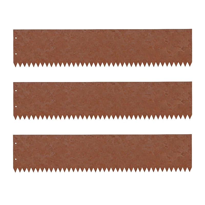 Relaxdays Steel Lawn Edging Set of 3, Flexible Bed Border, Rust Effect, 15 x 101.5 cm, Brown