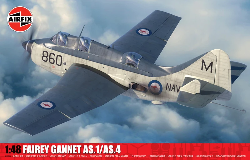 Airfix A11007A 1:48 Scale Aircraft Model Kit - Fairey Gannet AS.1/AS.4 Export Schemes