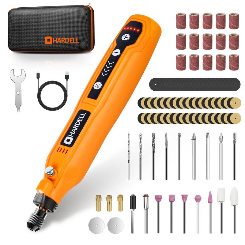 HARDELL Cordless Rotary Tool Kit with 69 Accessories - 5-Speed Mini Power Tool, USB Rechargeable for Drilling, Sanding, Polishing, Engraving (DIY & Crafts)