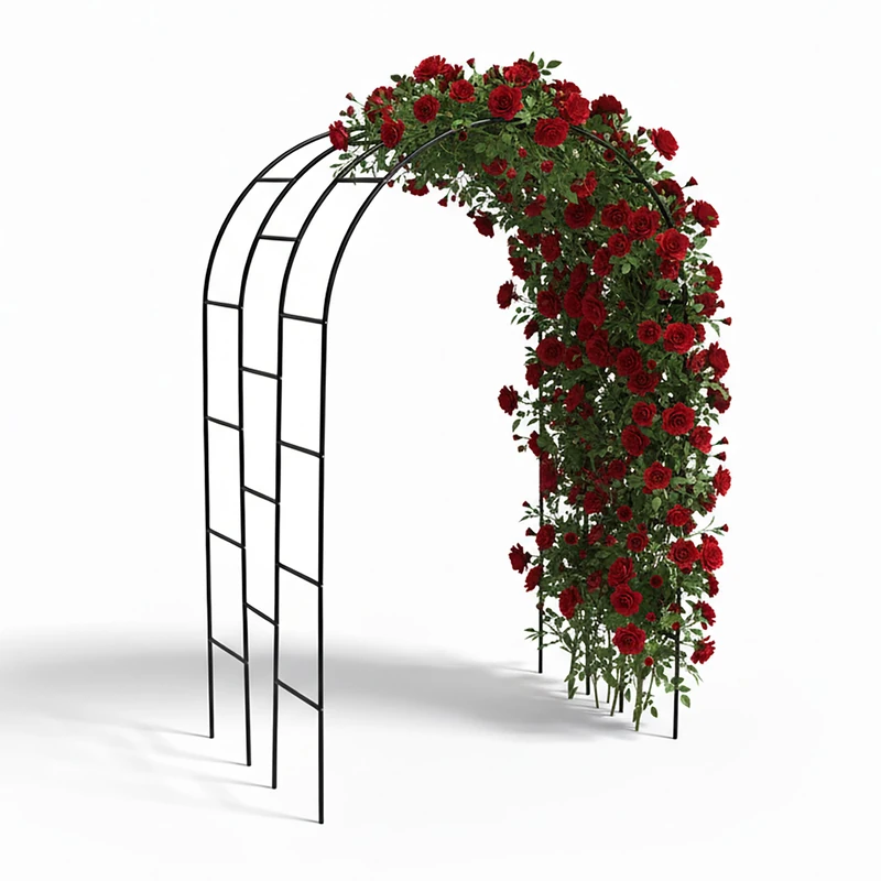 Relaxdays Metal Rose Arch, XXL Garden Climber Trellis, 240x140x110 cm, Black