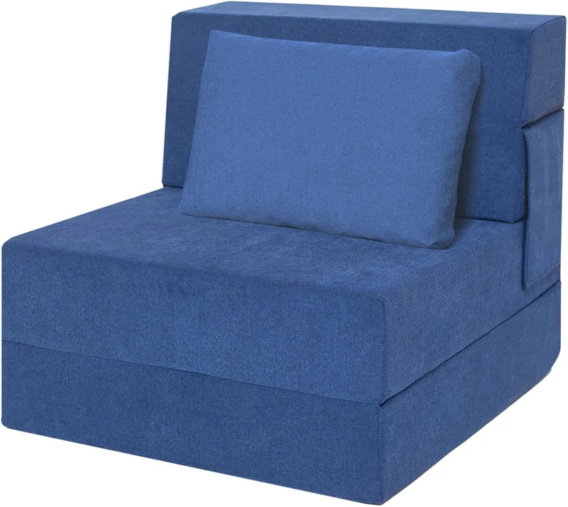 4-in-1 Folding Sofa and Armchair – Convertible Bed with Cushions, as Sofa or Extra Bed, Linen Armchair for Living Room, 183 x 71 x 15 cm - Image 1