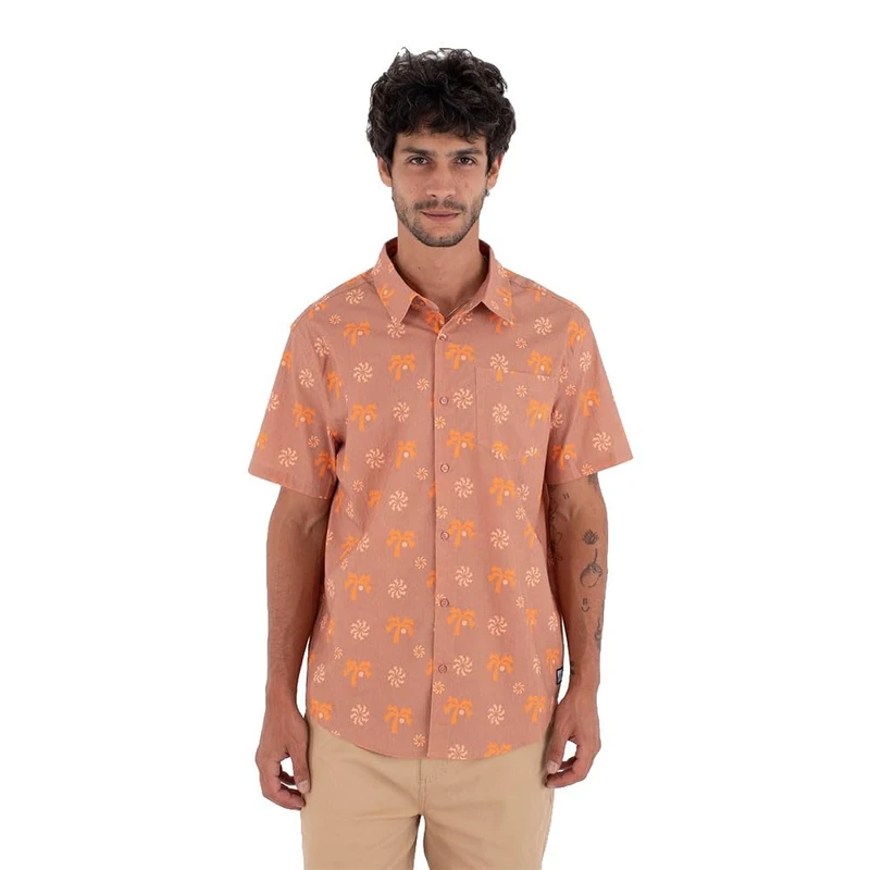 Hurley Mens Short-Sleeved Printing Press Coconut T-Shirt, Orange, XXL EU