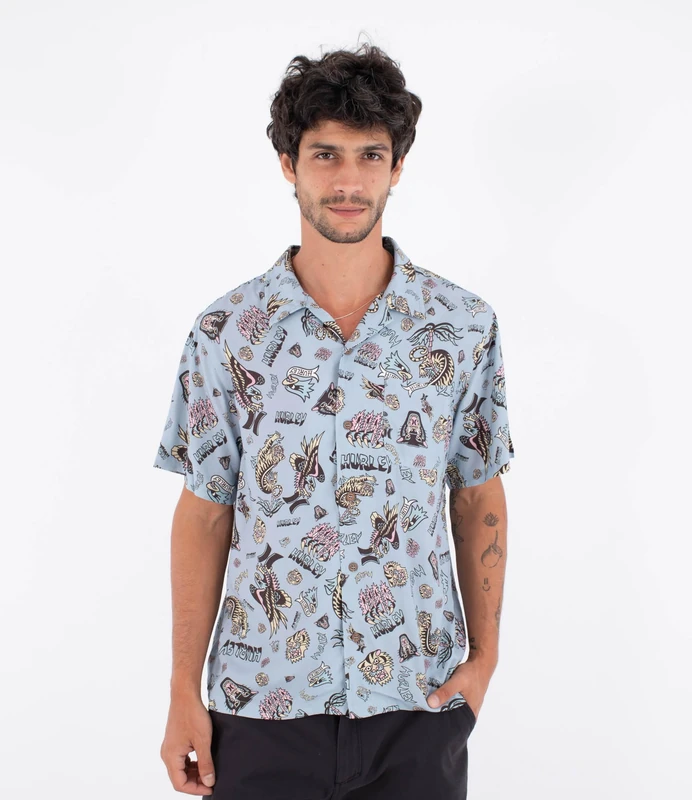 Hurley Mens Short-Sleeved Etam T-Shirt, Blue, XXL EU