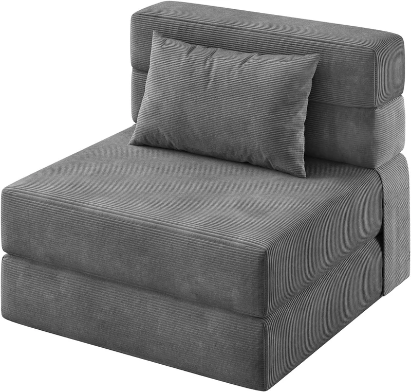 4-in-1 Folding Sofa and Armchair – Convertible Bed with Cushions, as Sofa or Extra Bed, Linen Armchair for Living Room, 183 x 71 x 15 cm - Image 1