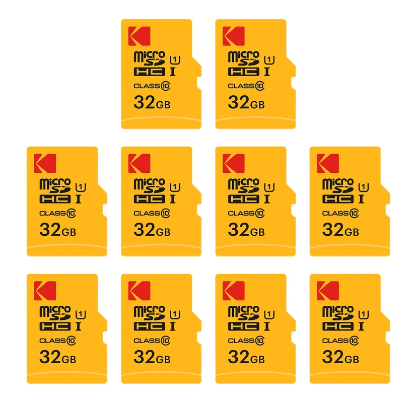 Kodak 32GB MicroSDHC Card Class 10 UHS-I U1 with Adapter 10x Write Speed (10 Pack)