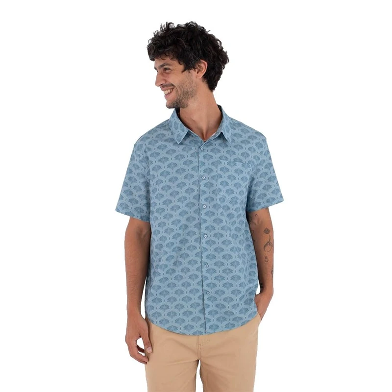 Hurley Mens Short-Sleeved Printing Press Arbore T-Shirt, Blue, L EU