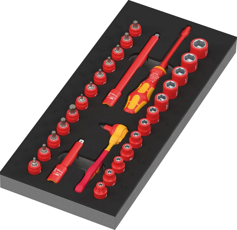 9727 Thermoformed Sponge 8007 A VDE Ratchet Wrench Set VDE Zyklop 1, 1/4", 30 Pieces