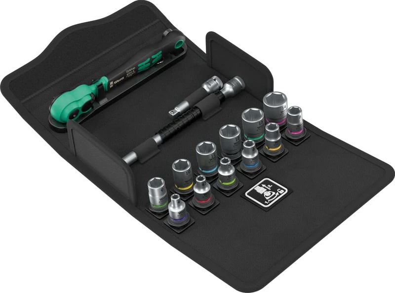 WERA Zyklop 05004022001 8100 SA 13 Zyklop Comfort Ratchet Set 1/4 Inch Drive Metric 15-Piece