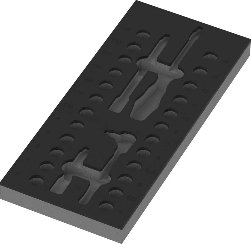 Wera 9827 Foam Insert 8007 A VDE Zyklop VDE Ratchet Set 1, 1/4", Without Tools, 172 x 30 x 392 mm