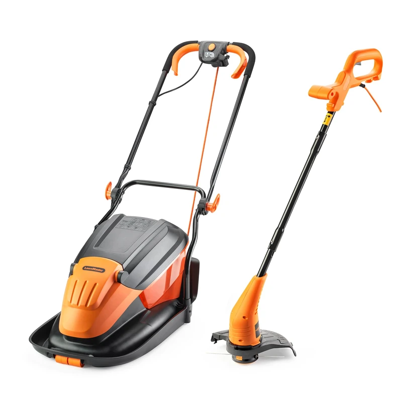 LawnMaster 1700W 33cm Electric Hover Mower with Strimmer Set