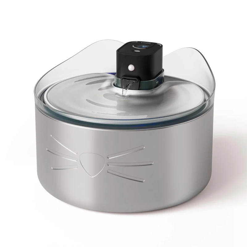 Catit PIXI Cordless XL, Cat/Pet Water Fountain/Dispenser, Battery-Operated, Stainless-Steel, UVC Water Clarifier & Triple-Action Filter, Dishwasher Safe