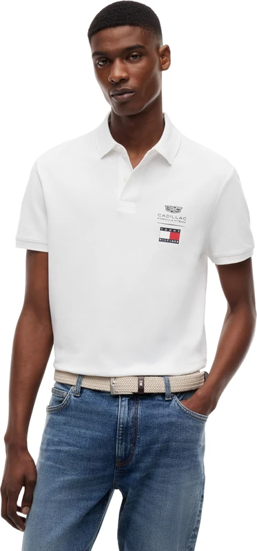 Tommy Hilfiger Unisex Polo Shirt Short Sleeve TH X CF1 Logo Polo with Button Placket, White (White), XXS