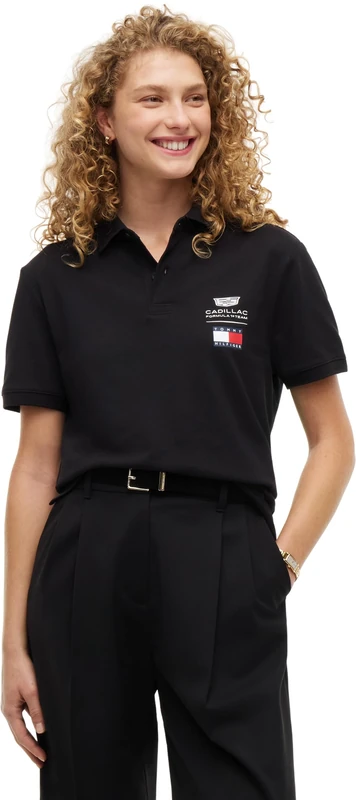 Tommy Hilfiger Unisex Polo Shirt Short Sleeve TH X CF1 Logo Polo with Button Placket, Black (Black), XXS