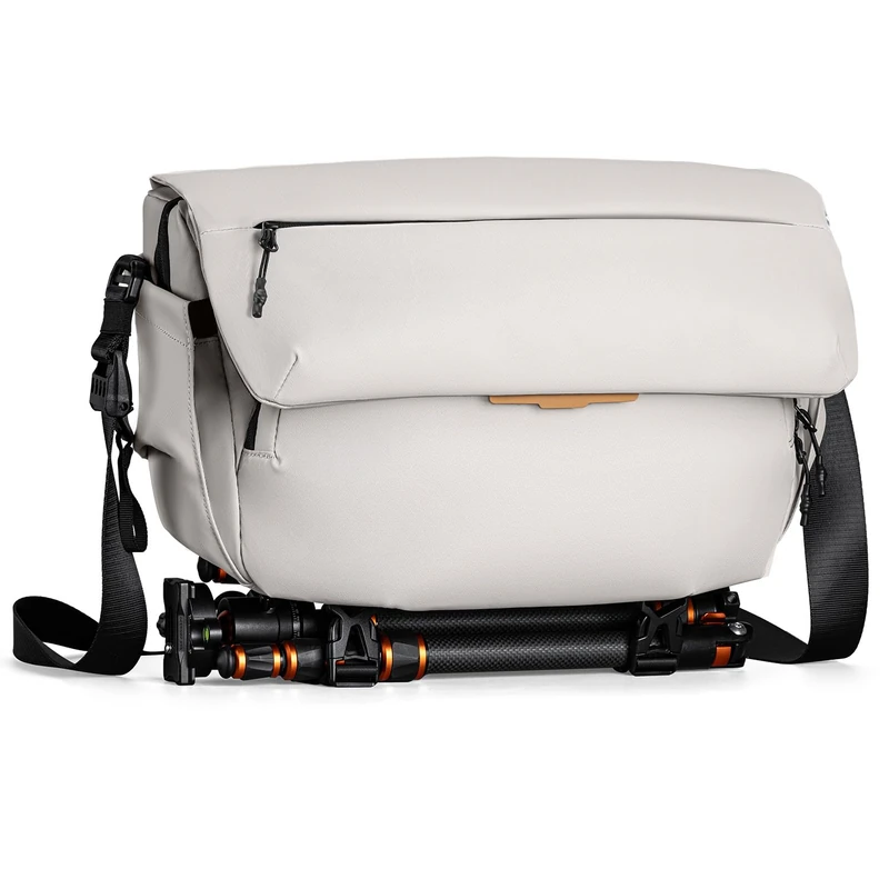 K&F CONCEPT Camera Sling Bag, Camera Bag for DSLR and Lenses, Single Shoulder Camera Case 2 in 1 Use for Everyday Crossbody Bag with Tripod Holder (White)