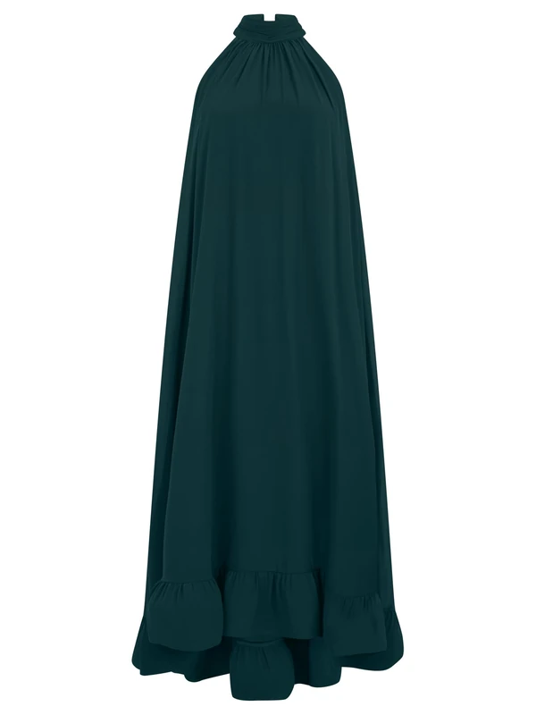 Apart Chiffon Dress in Midi Length with Layered Look, Emerald, 12