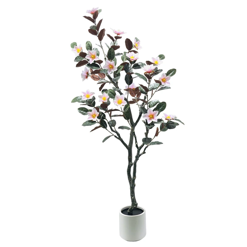 GarveeHome Artificial Magnolia Artificial Plant with Flowers, Artificial Flower Tree in Planter, Decorative Artificial Flowers for Home, Hotel Decoration - Image 1