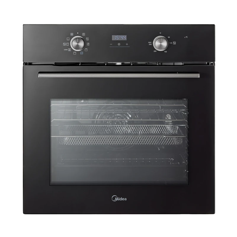 Midea 71L, 60cm Wide, Single Electric Built-in Fan Oven with Air Fry, 12 Oven Functions, Aqua Clean, LED Display, Convection, ECO, MultiLevel Cooking, Color Black - MBO65M90D6-BK - Image 1
